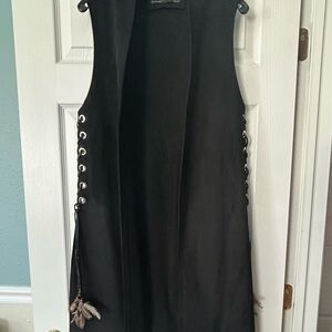 Zara Black Basic Microfiber Duster Vest